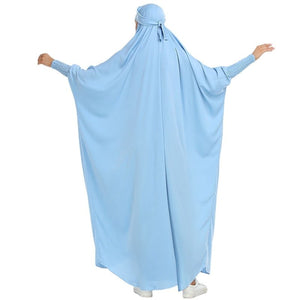 ETOSELL Eid Hooded Muslim Women Hijab Prayer Garment Jilbab Abaya Islamic Clothe Niqab Long Khimar Full Cover Ramadan Gown Abaya | TageUnlimited