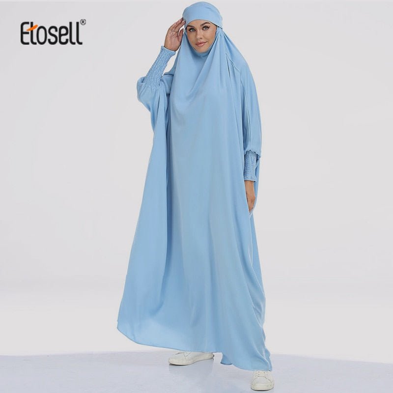 ETOSELL Eid Hooded Muslim Women Hijab Prayer Garment Jilbab Abaya Long Khimar Full Cover Ramadan Gown Abaya Islamic Clothe Niqab | TageUnlimited