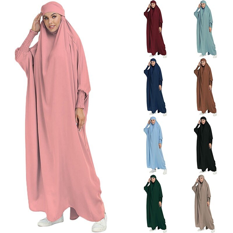 ETOSELL Eid Hooded Muslim Women Hijab Prayer Garment Jilbab Abaya Long Khimar Full Cover Ramadan Gown Abaya Islamic Clothe Niqab | TageUnlimited