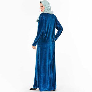 ETOSELL Muslim Women Clothing Fashion Arab Abaya Femme Musulman Large Size Velvet Embroidery Muslim Autumn Long Dress | TageUnlimited