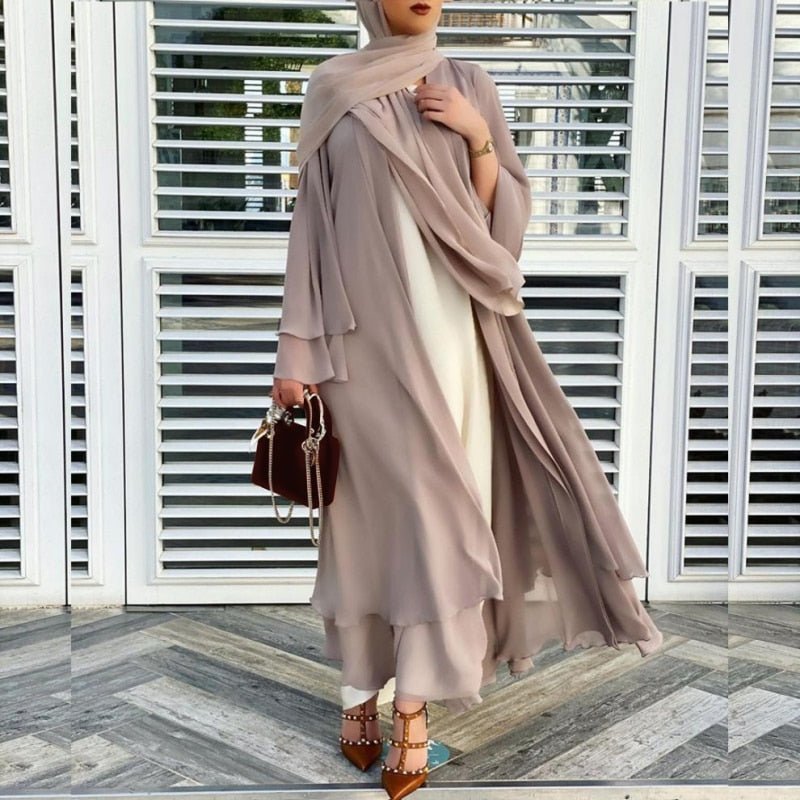 ETOSELL Open Kaftan Dubai Abaya Turkey Kimono Cardigan Robe Chiffon Muslim Dress Ramadan Abayas Women Caftan Islamic Clothing | 0 | TageUnlimited