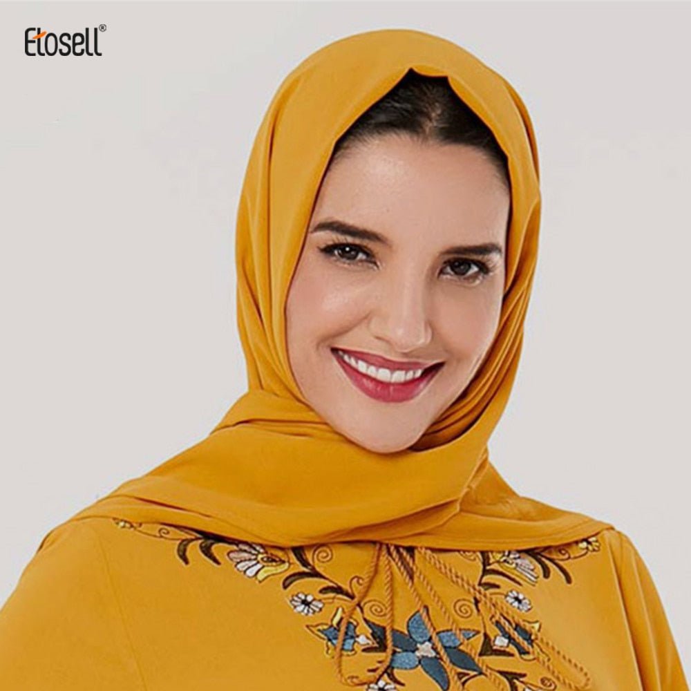 ETOSELL Women Muslim Hijabs Scarf Head Hijab Wrap Yellow Full Cover-up Shawls Headband | TageUnlimited