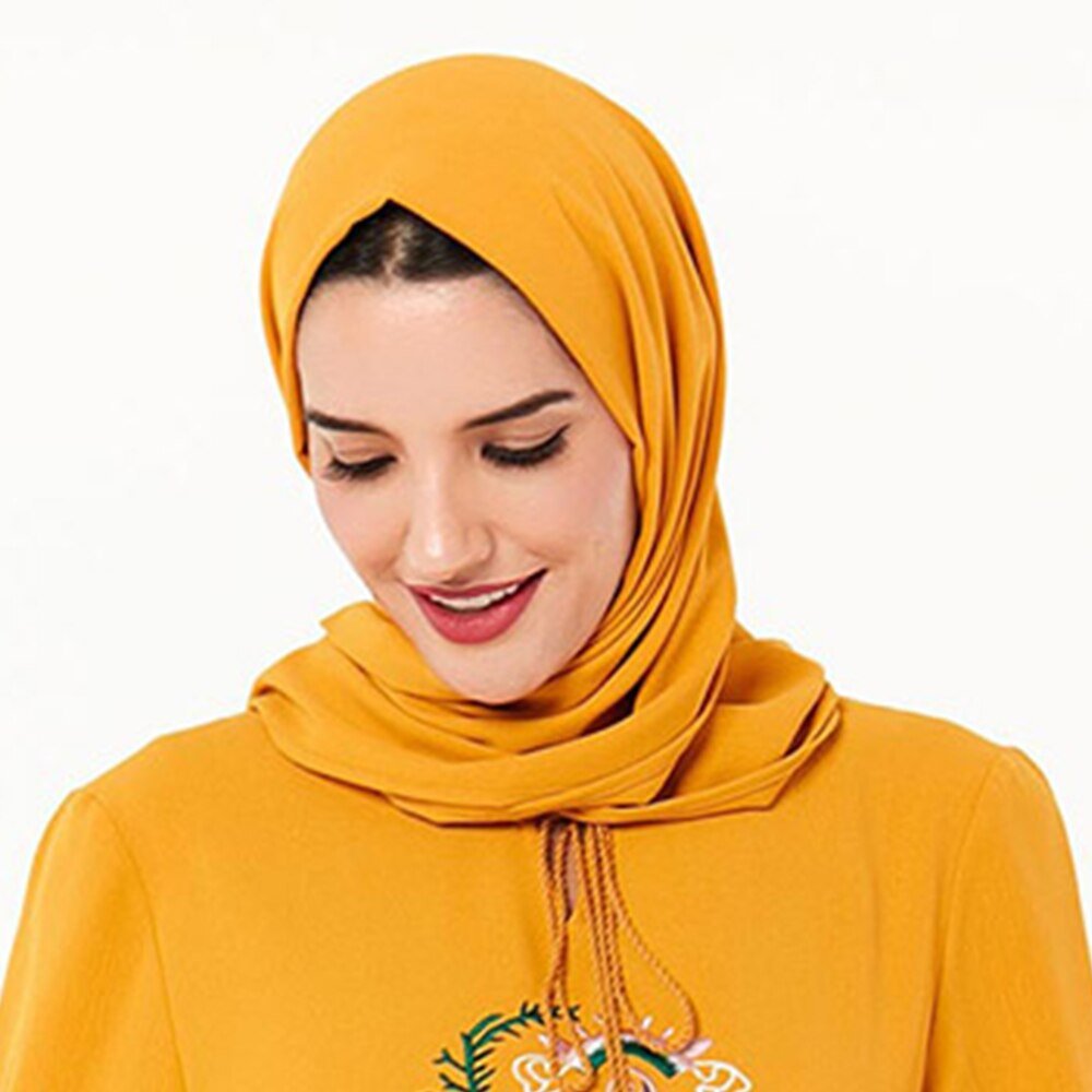 ETOSELL Women Muslim Hijabs Scarf Head Hijab Wrap Yellow Full Cover-up Shawls Headband | TageUnlimited