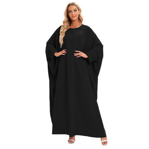 ETOSELL Women&#39;s Batwing Sleeve Muslim Abaya Front Zipper Loose Fit Kaftan Maxi Dress Long Sleeve Oversized Muslim Dress | TageUnlimited
