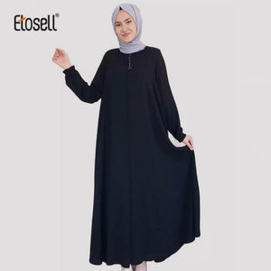ETOSELL Womens Long Sleeve Ethnic Style Full Zip Muslim Dresses Abaya Islamic Full Sleeve Robe Middle East Arabian Robe Gown | TageUnlimited
