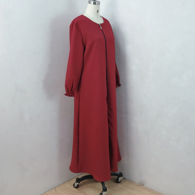 ETOSELL Womens Long Sleeve Ethnic Style Full Zip Muslim Dresses Abaya Islamic Full Sleeve Robe Middle East Arabian Robe Gown | TageUnlimited