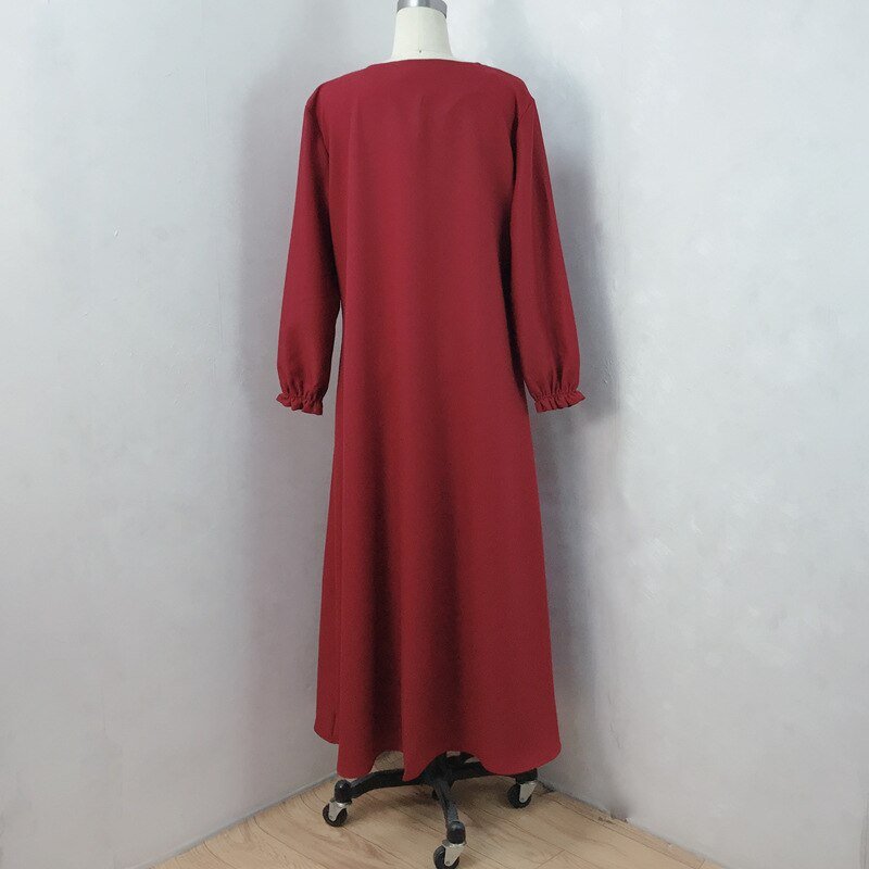 ETOSELL Womens Long Sleeve Ethnic Style Full Zip Muslim Dresses Abaya Islamic Full Sleeve Robe Middle East Arabian Robe Gown | TageUnlimited