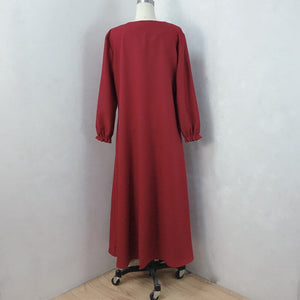 ETOSELL Womens Long Sleeve Ethnic Style Full Zip Muslim Dresses Abaya Islamic Full Sleeve Robe Middle East Arabian Robe Gown | TageUnlimited