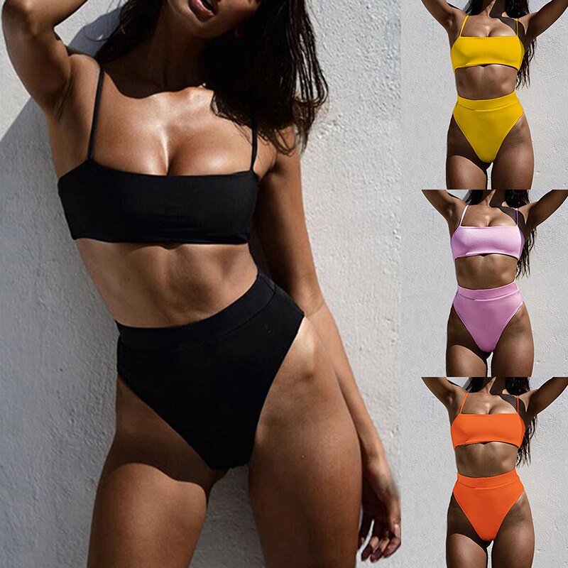 Fashion Women Swimsuit Sexy High Waist Split Bikini Set Swimsuit Bathing Suits Beach Swimwear  Summer Two Pieces Swimwear | TageUnlimited