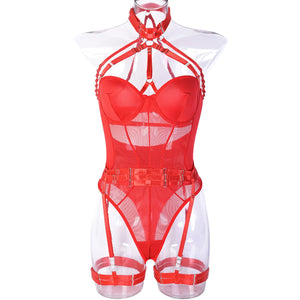 Fashion Women's Clothing Sexy Lace Woman Bodysuit Jumpsuit Ladies Tops Fashionable Halter Bridal Lingerie Hot Ring Set | Tage-Active