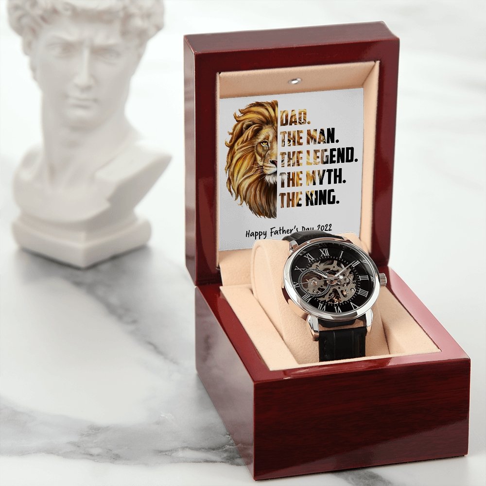 Father's Day Watch Gift | Dad | The Man | The Legend | The Myth | The King | Jewelry | PB24-WOOD, PROD-2221852, PT-4320, USER-43062, W30044 | TageUnlimited