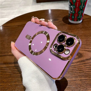 For iPhone 14 Pro Max Luxury Magsafe Magnetic Square Plating Frame Phone Case For iPhone 11 12 13 14 Plus Lens Protective Cover | 0 | TageUnlimited