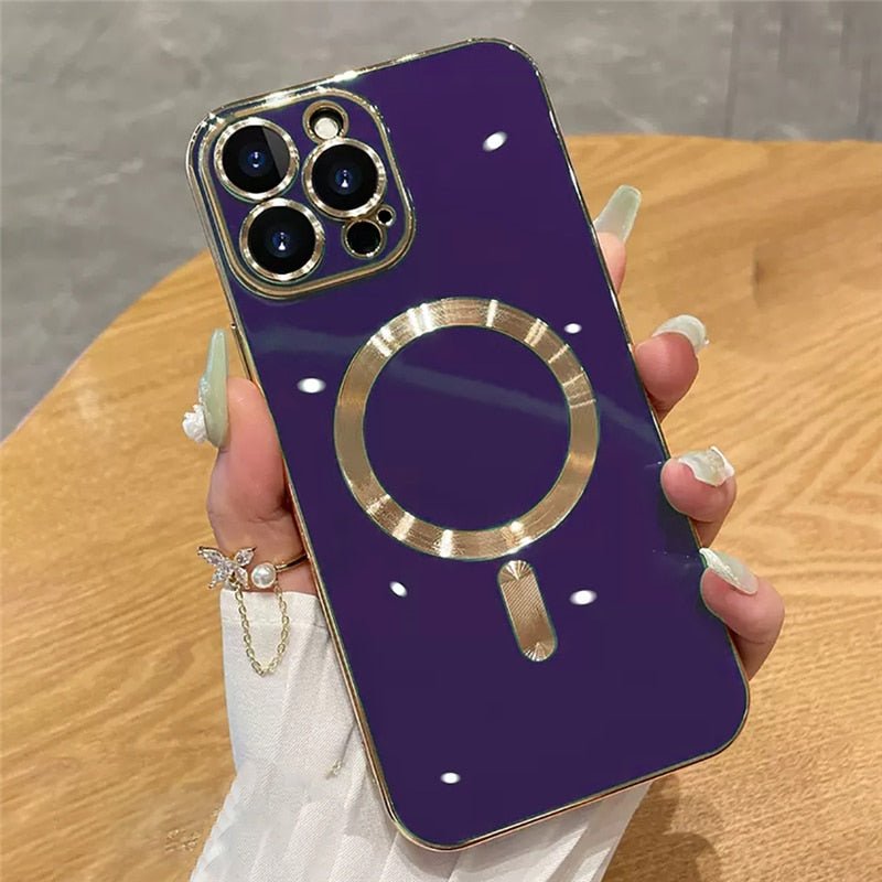 For iPhone 14 Pro Max Luxury Magsafe Magnetic Square Plating Frame Phone Case For iPhone 11 12 13 14 Plus Lens Protective Cover | 0 | TageUnlimited