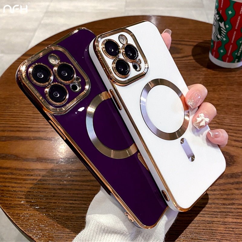 For iPhone 14 Pro Max Luxury Magsafe Magnetic Square Plating Frame Phone Case For iPhone 11 12 13 14 Plus Lens Protective Cover | 0 | TageUnlimited