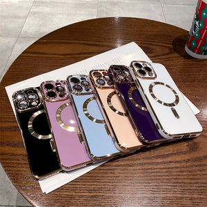 For iPhone 14 Pro Max Luxury Magsafe Magnetic Square Plating Frame Phone Case For iPhone 11 12 13 14 Plus Lens Protective Cover | 0 | TageUnlimited