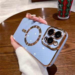 For iPhone 14 Pro Max Luxury Magsafe Magnetic Square Plating Frame Phone Case For iPhone 11 12 13 14 Plus Lens Protective Cover | 0 | TageUnlimited