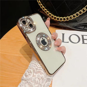 For iPhone 14 Pro Max Luxury Plating Flash Diamond Silicone Phone Case For iPhone 11 12 13 14 Plus Hollow Out Rhinestone Cover | 0 | TageUnlimited