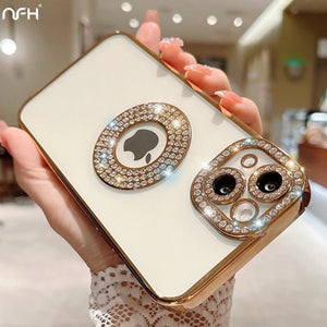 For iPhone 14 Pro Max Luxury Plating Flash Diamond Silicone Phone Case For iPhone 11 12 13 14 Plus Hollow Out Rhinestone Cover | 0 | TageUnlimited