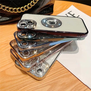 For iPhone 14 Pro Max Luxury Plating Flash Diamond Silicone Phone Case For iPhone 11 12 13 14 Plus Hollow Out Rhinestone Cover | 0 | TageUnlimited