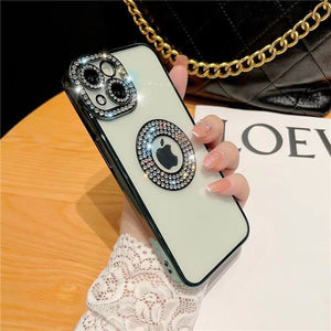 For iPhone 14 Pro Max Luxury Plating Flash Diamond Silicone Phone Case For iPhone 11 12 13 14 Plus Hollow Out Rhinestone Cover | 0 | TageUnlimited