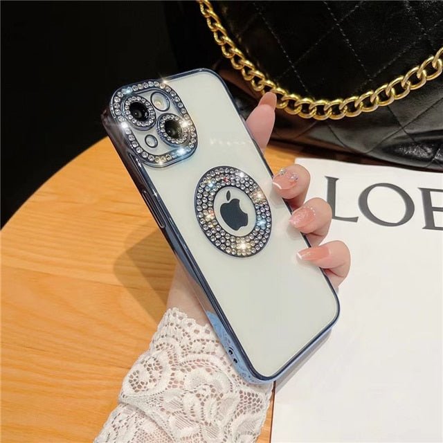 For iPhone 14 Pro Max Luxury Plating Flash Diamond Silicone Phone Case For iPhone 11 12 13 14 Plus Hollow Out Rhinestone Cover | 0 | TageUnlimited