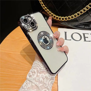 For iPhone 14 Pro Max Luxury Plating Flash Diamond Silicone Phone Case For iPhone 11 12 13 14 Plus Hollow Out Rhinestone Cover | 0 | TageUnlimited