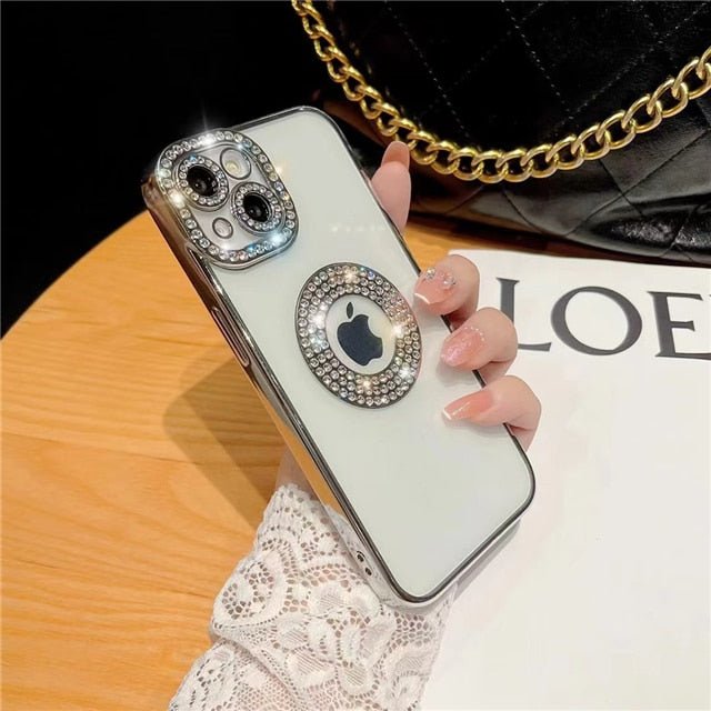 For iPhone 14 Pro Max Luxury Plating Flash Diamond Silicone Phone Case For iPhone 11 12 13 14 Plus Hollow Out Rhinestone Cover | 0 | TageUnlimited