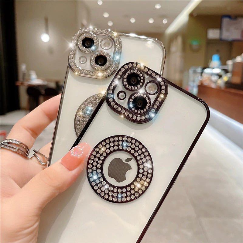 For iPhone 14 Pro Max Luxury Plating Flash Diamond Silicone Phone Case For iPhone 11 12 13 14 Plus Hollow Out Rhinestone Cover | 0 | TageUnlimited