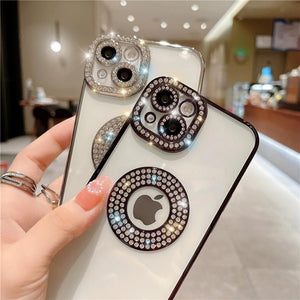 For iPhone 14 Pro Max Luxury Plating Flash Diamond Silicone Phone Case For iPhone 11 12 13 14 Plus Hollow Out Rhinestone Cover | 0 | TageUnlimited