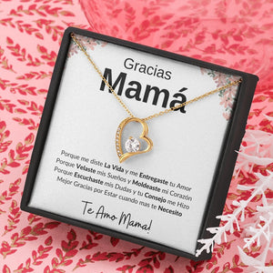 Gracias Mama | Forever Heart Necklace Mother's Day Necklace | Jewelry | C30025TG, C30025TR, lx-C30025, PB23-WOOD, PROD-2110147, PT-781, TNM-1, USER-43062 | TageUnlimited