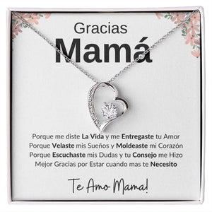 Gracias Mama | Forever Heart Necklace Mother's Day Necklace | Jewelry | C30025TG, C30025TR, lx-C30025, PB23-WOOD, PROD-2110147, PT-781, TNM-1, USER-43062 | TageUnlimited