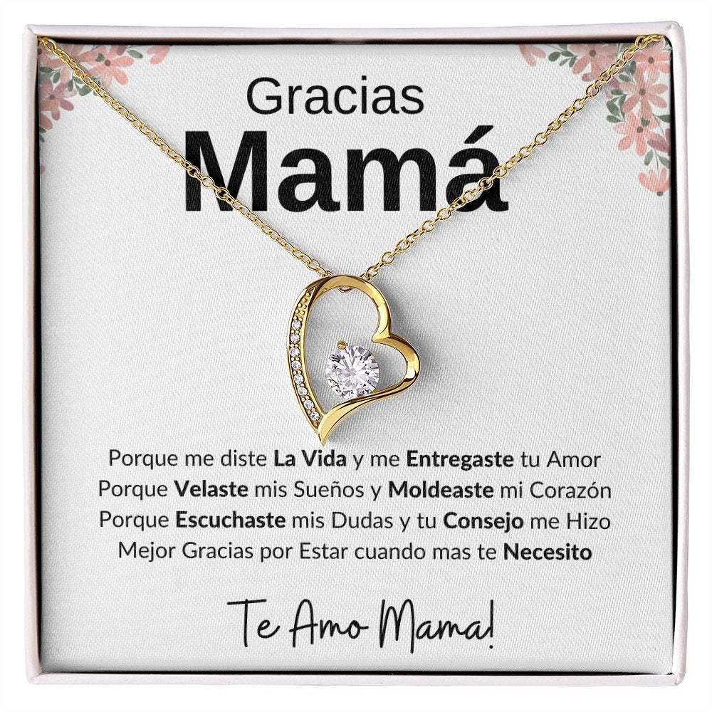 Gracias Mama | Forever Heart Necklace Mother's Day Necklace | Jewelry | C30025TG, C30025TR, lx-C30025, PB23-WOOD, PROD-2110147, PT-781, TNM-1, USER-43062 | TageUnlimited