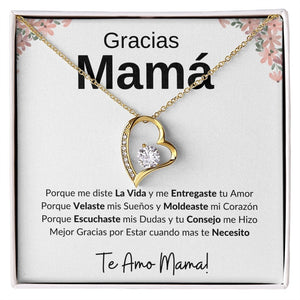 Gracias Mama | Forever Heart Necklace Mother's Day Necklace | Jewelry | C30025TG, C30025TR, lx-C30025, PB23-WOOD, PROD-2110147, PT-781, TNM-1, USER-43062 | TageUnlimited