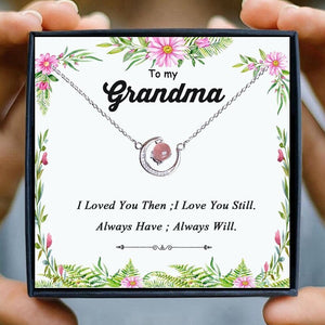 Grandma Necklace Gift Women Moon Crystal Red Pink Beads Horn Crescent Pendant Necklace Friendship Granddaughter Family Jewelry | 0 | Tage-Active