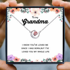 Grandma Necklace Gift Women Moon Crystal Red Pink Beads Horn Crescent Pendant Necklace Friendship Granddaughter Family Jewelry | 0 | Tage-Active