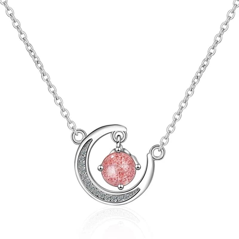 Grandma Necklace Gift Women Moon Crystal Red Pink Beads Horn Crescent Pendant Necklace Friendship Granddaughter Family Jewelry | 0 | Tage-Active