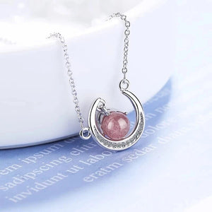 Grandma Necklace Gift Women Moon Crystal Red Pink Beads Horn Crescent Pendant Necklace Friendship Granddaughter Family Jewelry | 0 | Tage-Active