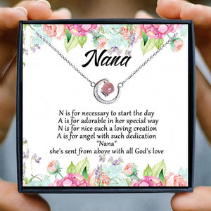 Grandma Necklace Gift Women Moon Crystal Red Pink Beads Horn Crescent Pendant Necklace Friendship Granddaughter Family Jewelry | 0 | Tage-Active