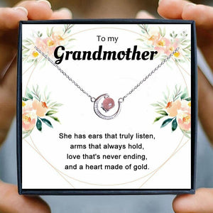 Grandma Necklace Gift Women Moon Crystal Red Pink Beads Horn Crescent Pendant Necklace Friendship Granddaughter Family Jewelry | 0 | Tage-Active