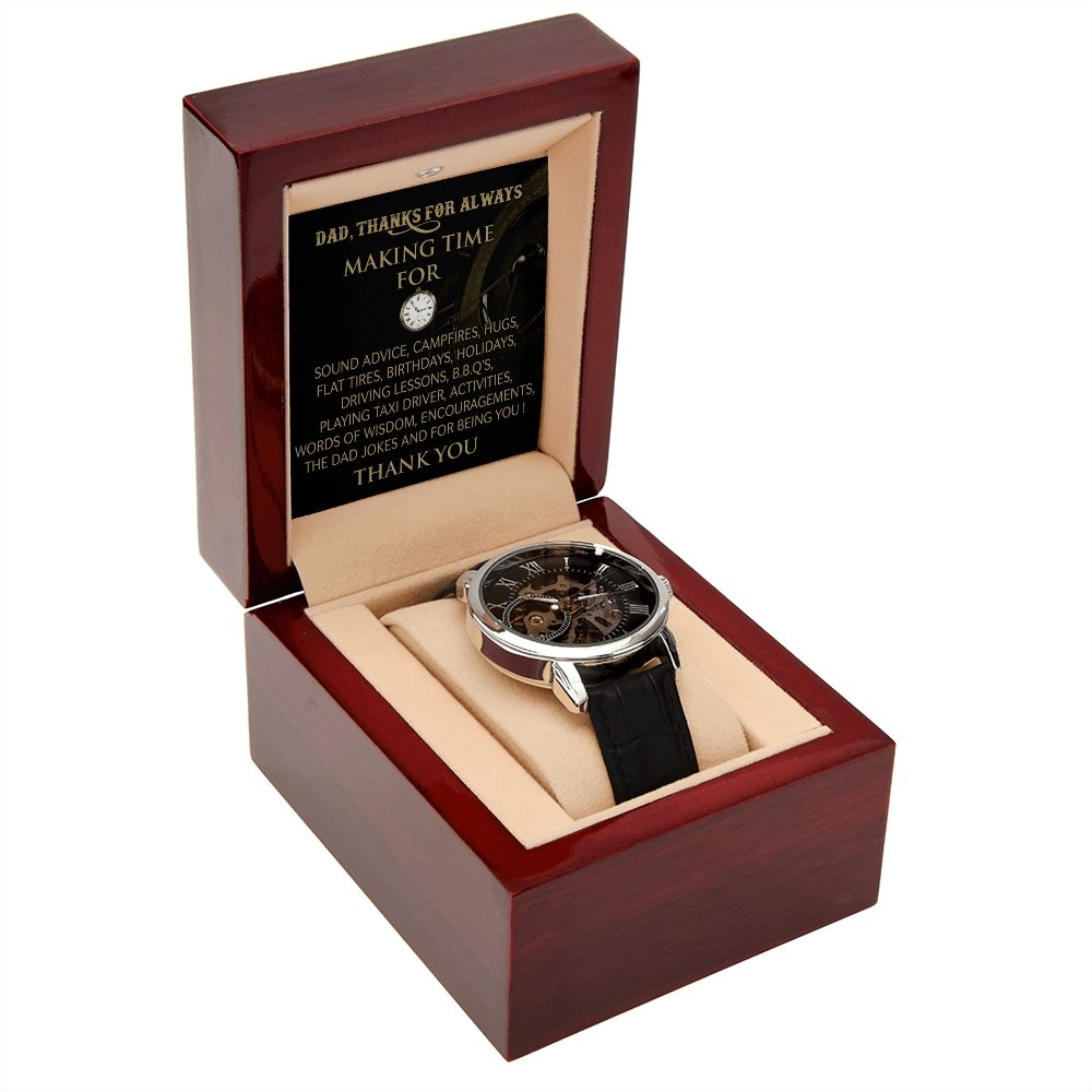 Happy Father's Day | Dad Thanks For Always Making Time | Father's Day Gift Watch | Jewelry | PB24-WOOD, PROD-2228806, PT-4320, USER-43062, W30044 | TageUnlimited