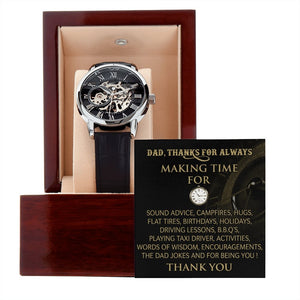 Happy Father's Day | Dad Thanks For Always Making Time | Father's Day Gift Watch | Jewelry | PB24-WOOD, PROD-2228806, PT-4320, USER-43062, W30044 | TageUnlimited