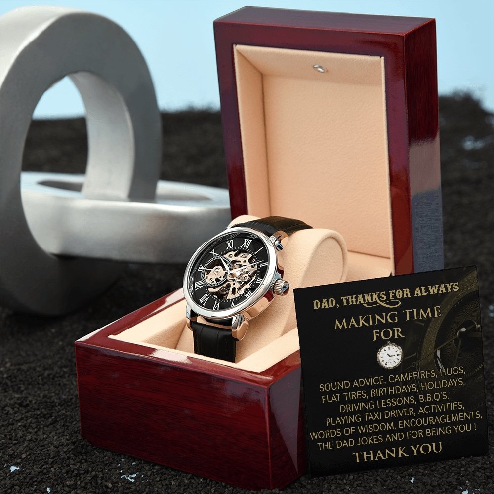 Happy Father's Day | Dad Thanks For Always Making Time | Father's Day Gift Watch | Jewelry | PB24-WOOD, PROD-2228806, PT-4320, USER-43062, W30044 | TageUnlimited