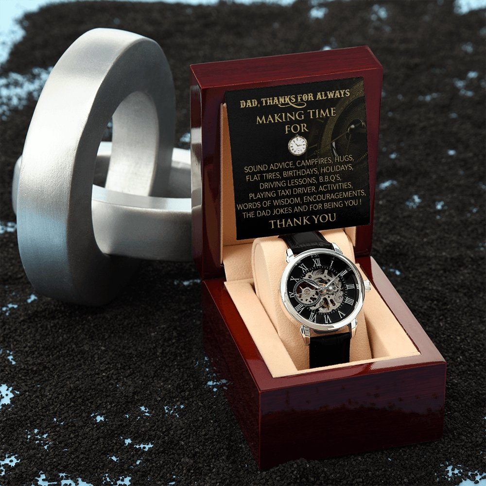 Happy Father's Day | Dad Thanks For Always Making Time | Father's Day Gift Watch | Jewelry | PB24-WOOD, PROD-2228806, PT-4320, USER-43062, W30044 | TageUnlimited