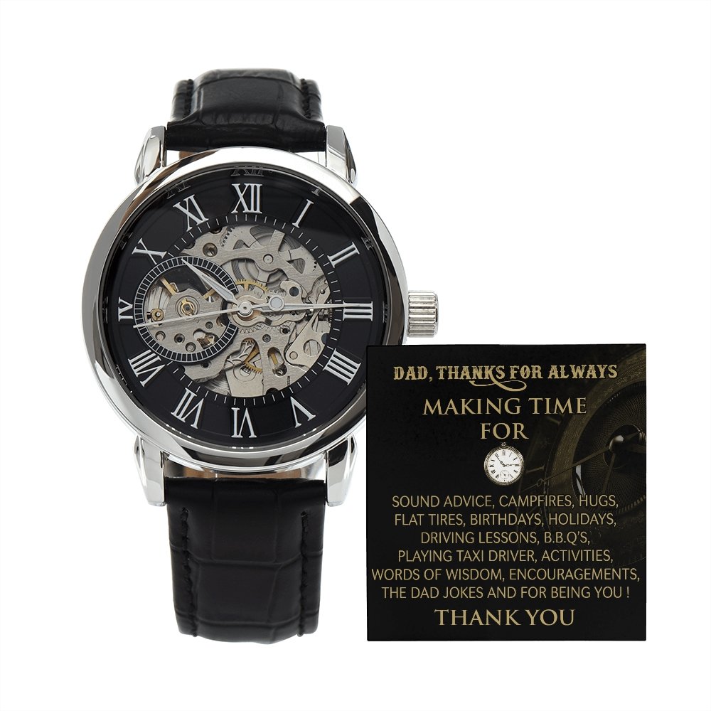 Happy Father's Day | Dad Thanks For Always Making Time | Father's Day Gift Watch | Jewelry | PB24-WOOD, PROD-2228806, PT-4320, USER-43062, W30044 | TageUnlimited