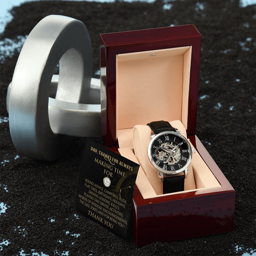 Happy Father's Day | Dad Thanks For Always Making Time | Father's Day Gift Watch | Jewelry | PB24-WOOD, PROD-2228806, PT-4320, USER-43062, W30044 | TageUnlimited