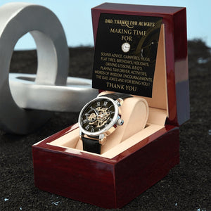 Happy Father's Day | Dad Thanks For Always Making Time | Father's Day Gift Watch | Jewelry | PB24-WOOD, PROD-2228806, PT-4320, USER-43062, W30044 | TageUnlimited
