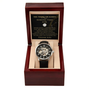 Happy Father's Day | Dad Thanks For Always Making Time | Father's Day Gift Watch | Jewelry | PB24-WOOD, PROD-2228806, PT-4320, USER-43062, W30044 | TageUnlimited