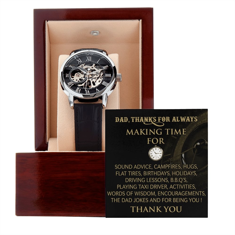 Happy Father's Day | Dad Thanks For Always Making Time | Father's Day Gift Watch | Jewelry | PB24-WOOD, PROD-2228806, PT-4320, USER-43062, W30044 | TageUnlimited
