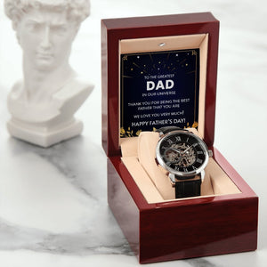 Happy Father's Day | To The Greatest Dad In Our Universe Watch | Jewelry | PB24-WOOD, PROD-2219121, PT-4320, USER-43062, W30044 | TageUnlimited