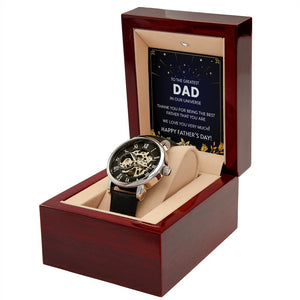 Happy Father's Day | To The Greatest Dad In Our Universe Watch | Jewelry | PB24-WOOD, PROD-2219121, PT-4320, USER-43062, W30044 | TageUnlimited